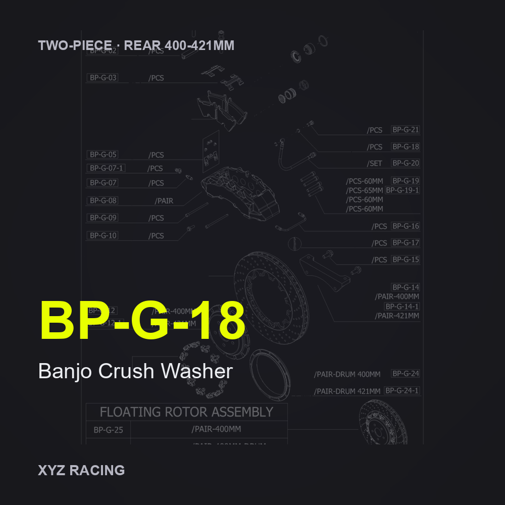 Banjo Crush Washer (BP-G-18) — Two-Piece Rear 400-421mm