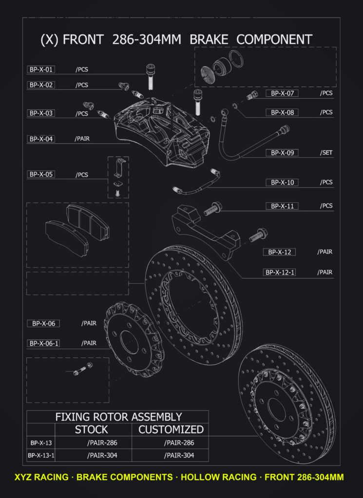pad retaining bolt hollow racing front
