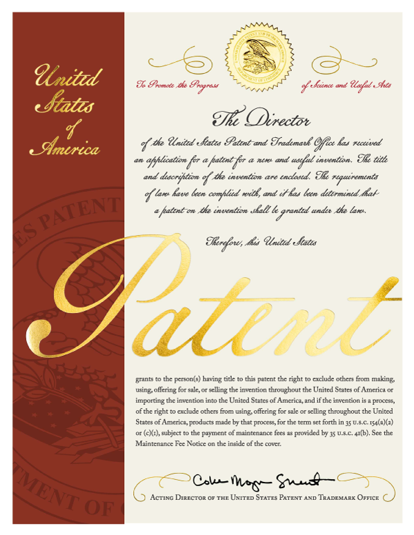 Brake patent certificate 12